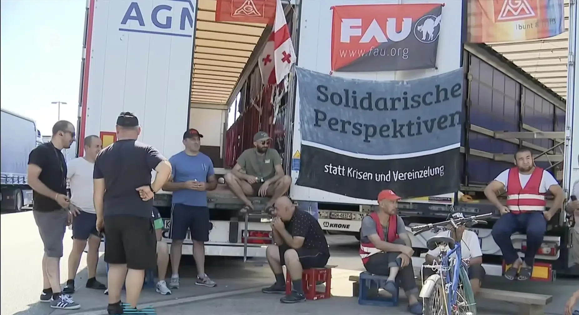 Streik von Mazur Transport GmbH Berufskraftfahrer