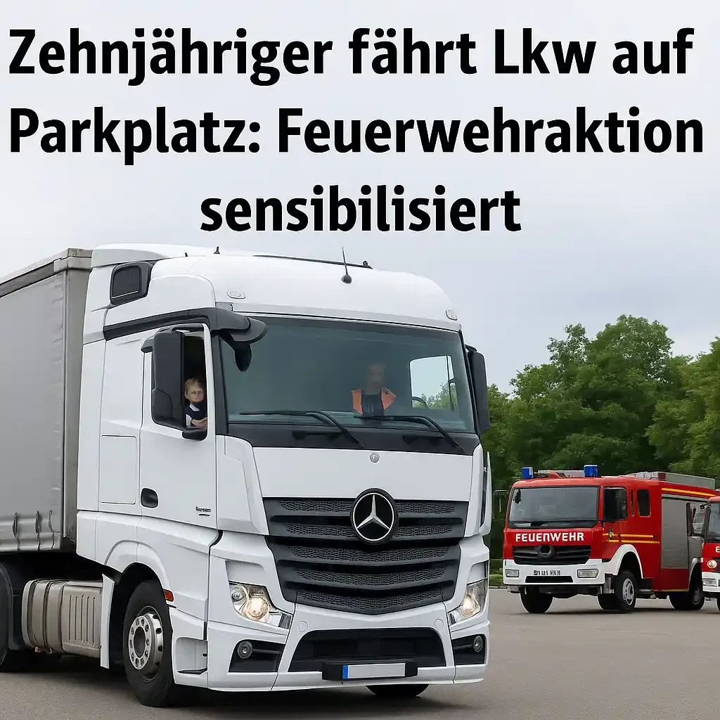 Zehnjähriger fährt Lkw auf Parkplatz