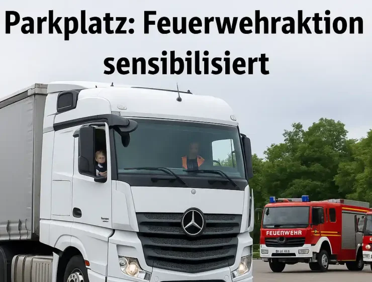 Zehnjähriger fährt Lkw auf Parkplatz