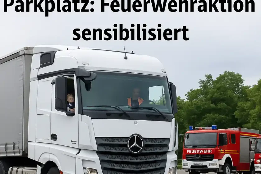 Zehnjähriger fährt Lkw auf Parkplatz